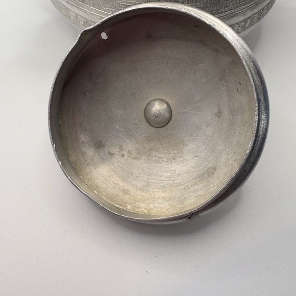 Silver Teapot with Black Handle 1951 Antique Aluminum - Picture 10 of 11